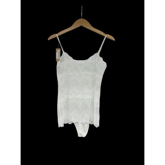 Only Hearts Lingerie White Lace So Fine Lace Cheeky Bodysuit Bridal Womens M - Picture 2 of 11